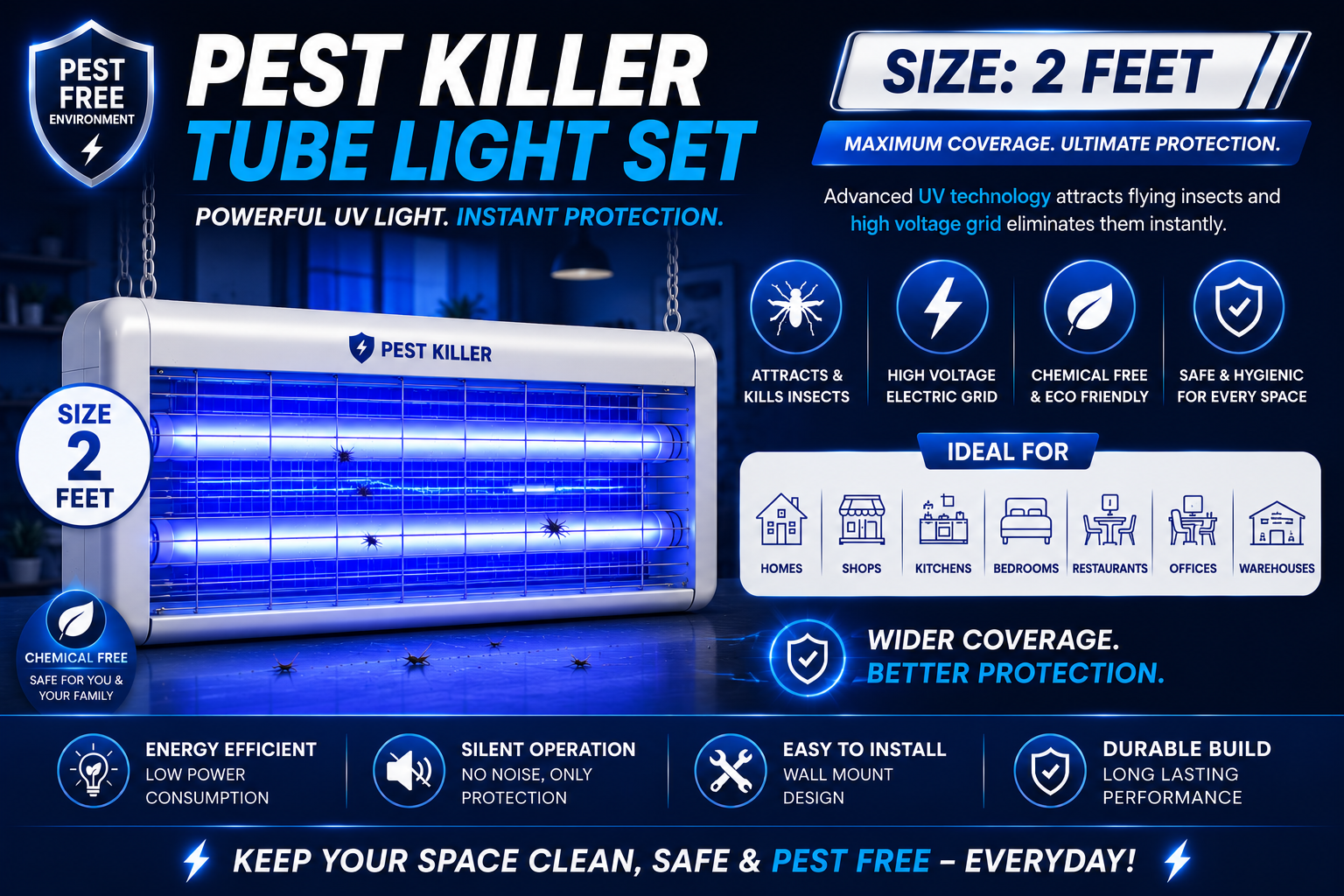 Pest Killer Tube Light 2 Feet (image for) Pest Killer Tube Light 2 Feet